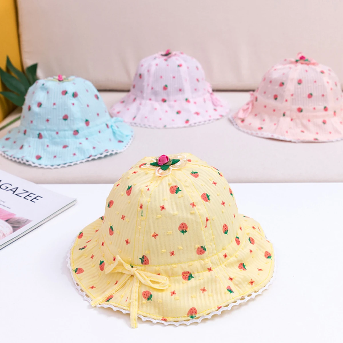 girl sun hat with chin strap