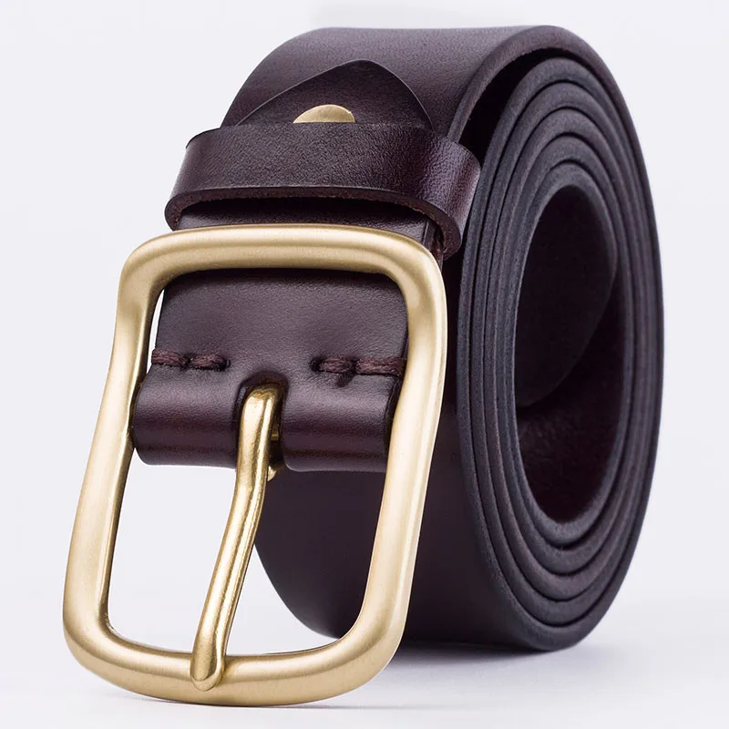 

New Men Belts Genuine Leather Luxury Designer Retro Pin Buckle High Quality for Man Male Jeans Belts 110-125cm Cowboy Waistbands