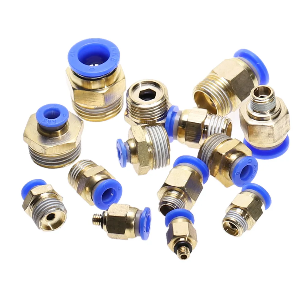 PC12mm T Type Three-Way Pneumatic Fast Connector With 1/8'' 1/4''Male Thread 