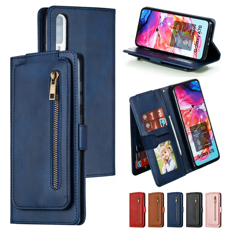 Кожаный чехол книжка для Samsun Galaxy A50 A70 A40 A30 A20 S A10 M10Book подставка телефона etui caso A5 A7 A8
