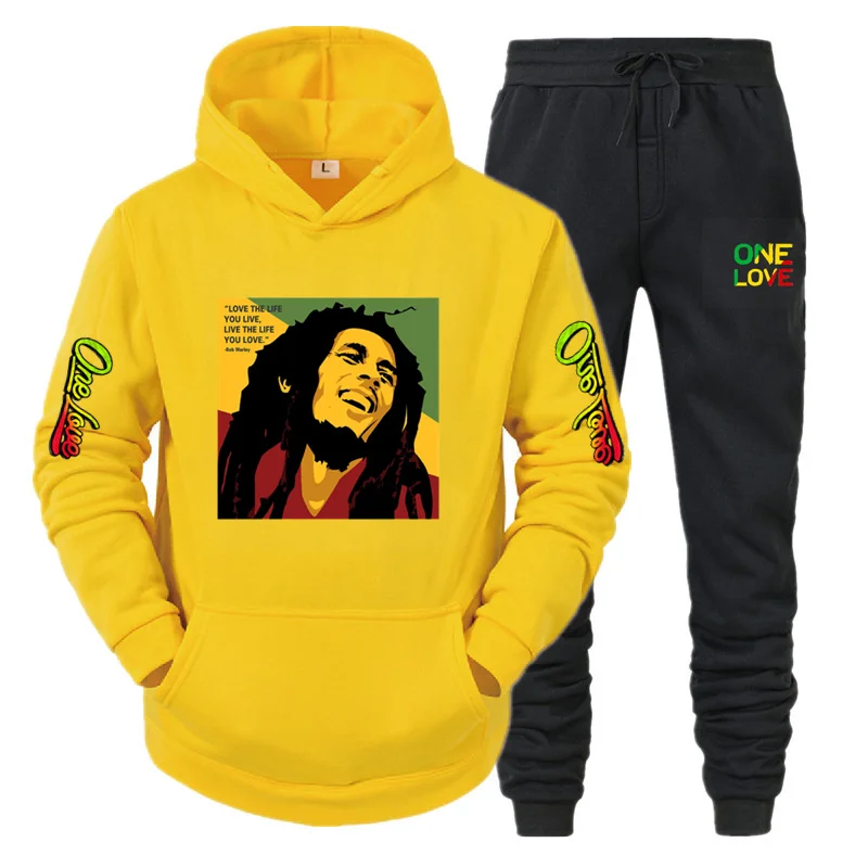 Ladies/Men's Hoodie Bob Marley Legend Reggae One Love Print Sweatshirt Winter Fashion Casual Long Sleeve + Pants Suit Clothes 5
