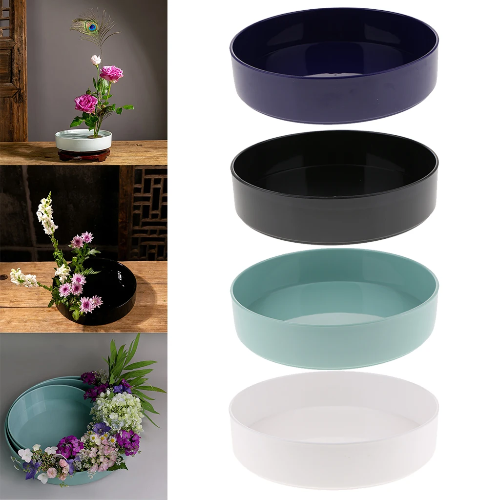 JapaneseIkebanaFlowerVaseRoundShapedPlasticSuibanPotTray