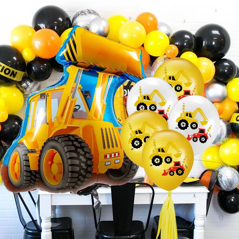 Juego de excavadora para cupcakes de vehículo, Tractor de construcción, Decoración de mesa, fiesta de bienvenida para el futuro bebé niños, suministros de fiesta de cumpleaños, 1 Juego