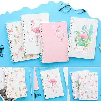 

Creative Kawaii Stationery Flamingo Notebook A5 Note Book Small Fresh Coil Manual Account Book Student Supplies