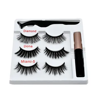 

Magnetic False Eyelashes Eyeliner Magnet Eyelash Set 3 Pairs Of Magnetic Eyelashes + Eyeliner + Tweezers