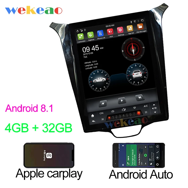 Android Car Radio Автомобильный dvd-плеер Wekeao с вертикальным экраном Tesla style 10,4 ''Android 8,1, автомобильный gps-навигатор, Автомагнитола для Chevrolet Cruze+ 4G - Цвет: Android Car Radio
