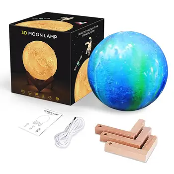 

3D Print Blue Star Moon Light 10cm/15cm/18cm Change Color Touch Home Decoration Gift Usb Led Night Light Star Night Light