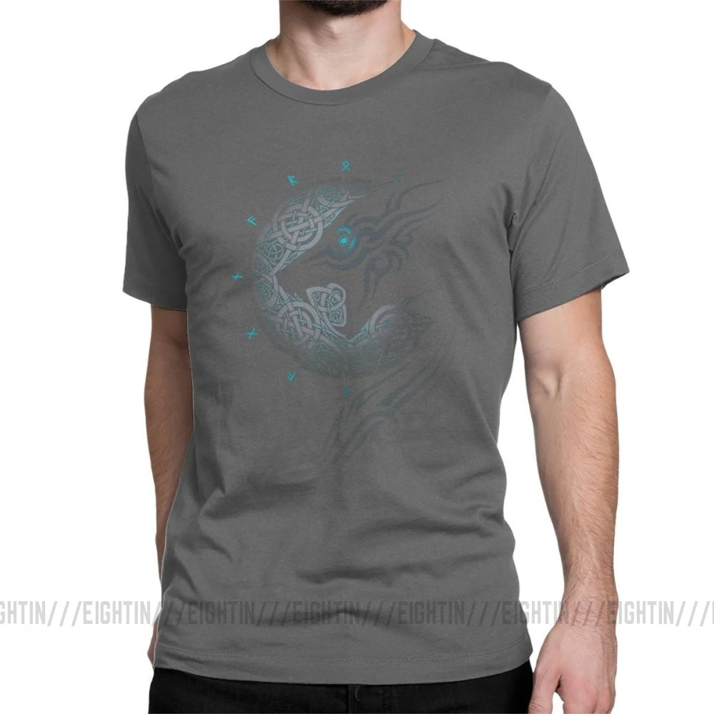 Ragnarok Moon футболка с викингом Валгалла простой стиль футболка мужская с коротким рукавом Одежда размера плюс футболки хлопок вырез лодочкой - Цвет: Темно-серый