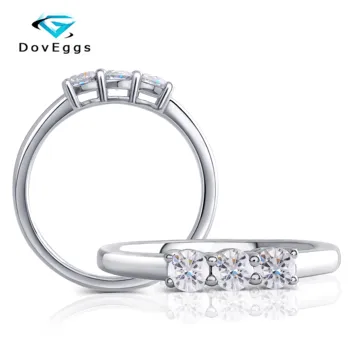 

DovEggs New Arrival Sterling Silver S925 3.5mm G-H-I Color Moissanite Wedding Band for Women Silver Ring