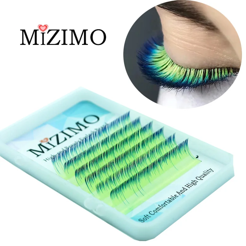 Low Cost Grafted Eyelashes Two-Color Yellow Blue Personalized Mink-Hair Handmade Artificial exobmmMNE