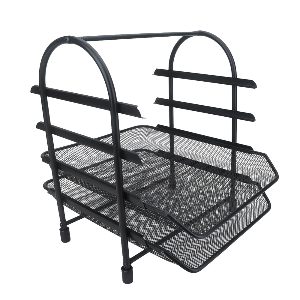 

4-Tier Holder Shelf Metal Mesh Black File Document Letter Paper Tray Sorter Collection Office Desktop Organizer
