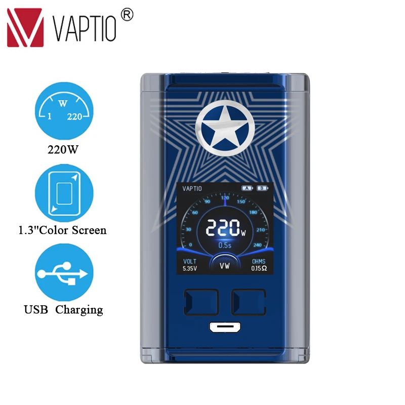 Вейп сигарета оригинальный мод Vaptio коробка капитана 220 Вт испаритель для 18650