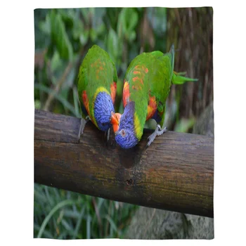 

Parrot Kiss Printed Flannel Blanket Soft Throw Blanket Machine Washable Blankets for Beds Customizable