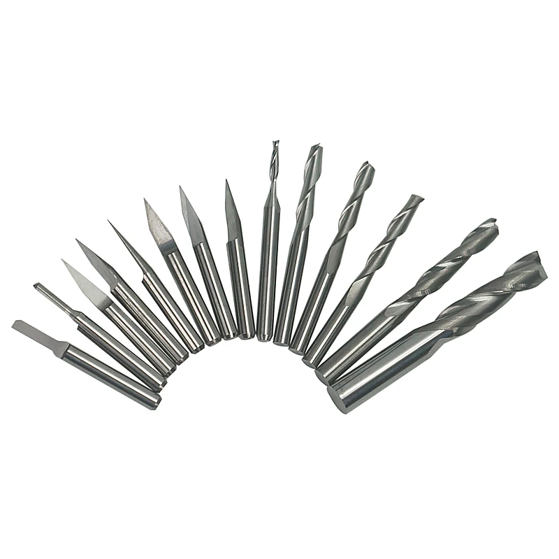 14 pcs 3.175 mm Drilling bits Tool bits Cutter Carving Knife for PVC,Wood,Acryl ,MDF,ABS Material Cutting
