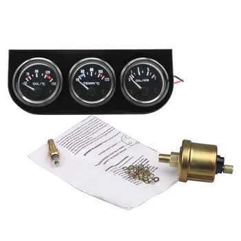 

car gauge Car Auto Triple Gauge Kit oil temperature+Pressure Water Temp Meter 3in1 52mm давление масла