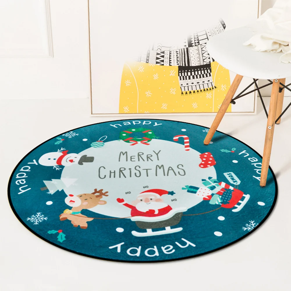 Новогодние рождественские круглые ковры Санта-Клаус Детские Декоративные Коврики для спальни