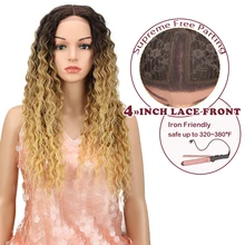 Волшебные волосы 2" дюймов кудрявые вьющиеся волосы синтетические парики на кружеве для черных женщин температура волокна волос натуральные светлые парики