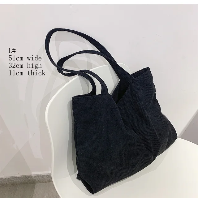 2021 Shopper Women's Bag Corduroy Tote Bag Female Handbags Casual Environmental Storage Reusable Large Beach Canvas Shoulder Bag 4