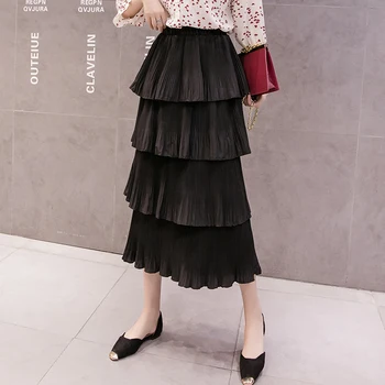 

The new 2019 chiffon bust skirt A word skirt of tall waist skirt pleated skirt in fairy restoring ancient ways