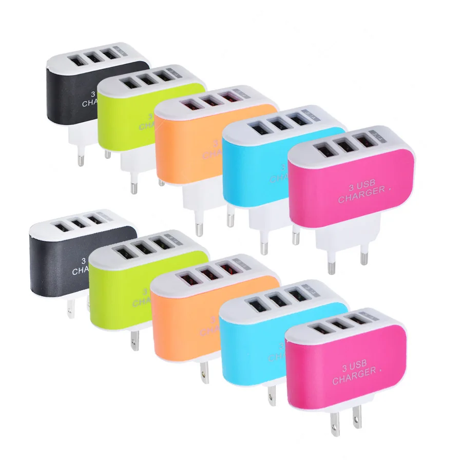 Несколько 3 портов светящееся зарядное устройство настенное USB зарядное устройство EU US штепсельный адаптер зарядное устройство для телефона для iPhone 11 pro max carregador portatil