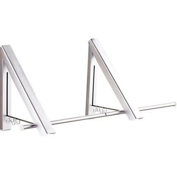 

Wall Mounted Solid Aluminium Double Clothes Drying Hanger Foldable Laundry Rack Bathroom Balcony Clothes Hanger Anti-Rust