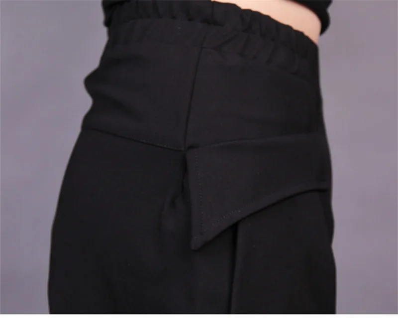 Женские осенние шаровары в английском стиле, черные брюки с высокой талией, женские элегантные мешковатые брюки размера плюс