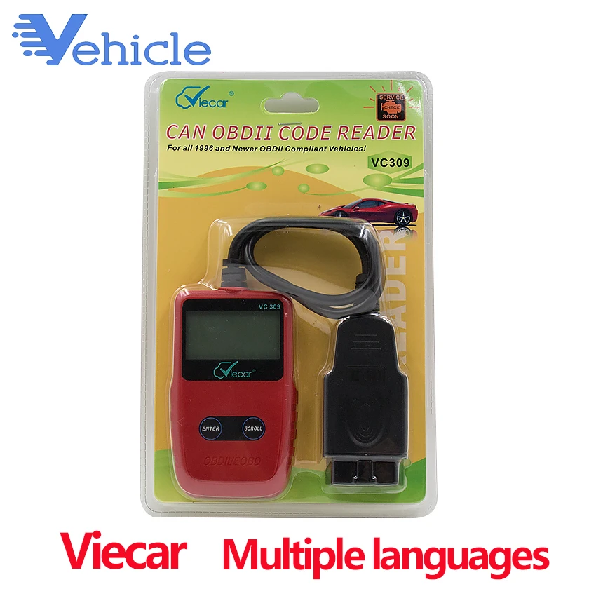 Viecar VC309 ELM 327 V1.5 OBD 2 Автомобильный диагностический инструмент OBD2 сканер Automotivo odb2 ELM327 V1.5 считыватель кодов