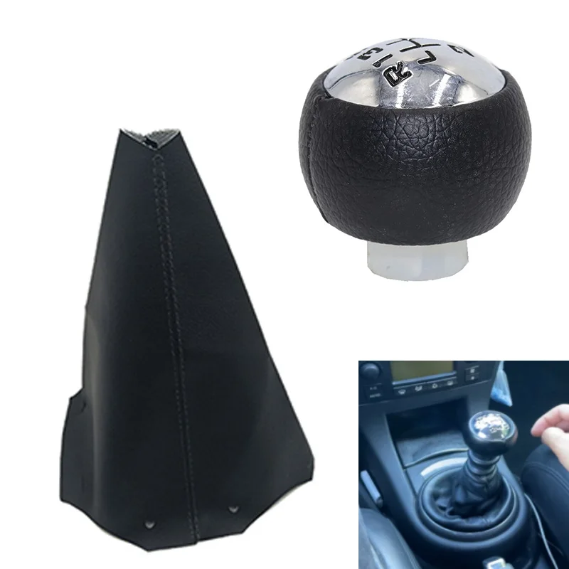 Pu Leather Manual Gear Shift Knob Shifter Lever Handle Stick For