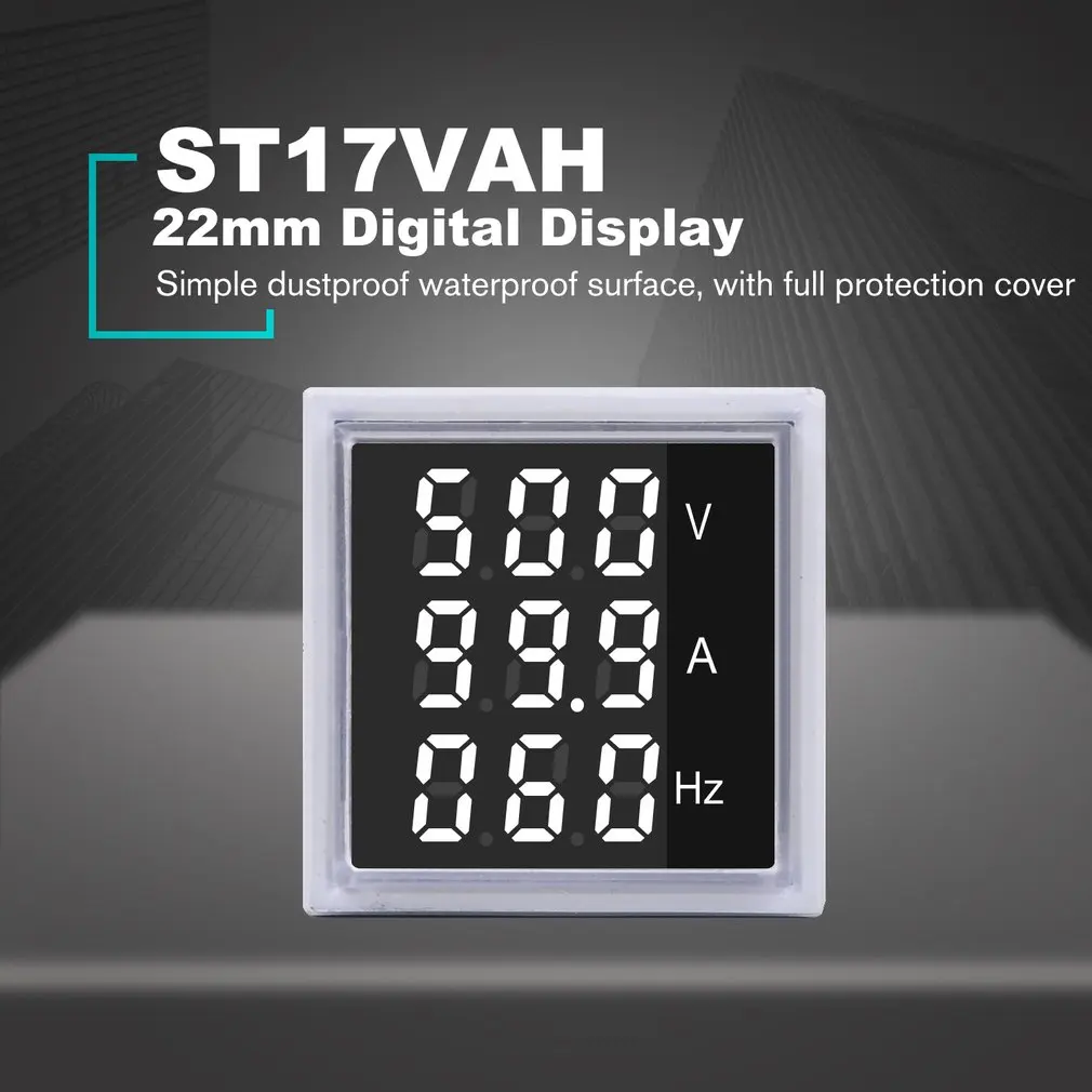 SINOTIMER ST17VAH 22 мм квадратный светодиодный индикатор, цифровой измеритель напряжения, измеритель частоты тока, сигнальные огни, комбинированный измеритель, тестер