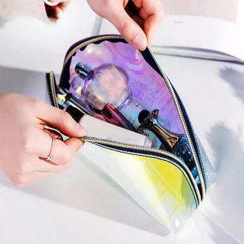 

Cosmetic Bag for Women 2019 Colorful laser Makeup Pouches Zipper Travel Organizer Toiletry Wash Beauty Storage
