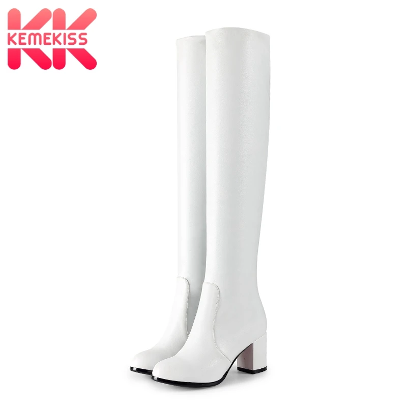 KemeKiss/новые женские сапоги выше колена; зимняя обувь; модные повседневные женские сапоги на толстом каблуке для улицы; размеры 31-43