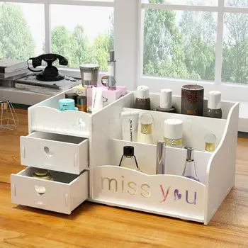 

Large Skin Care Cosmetics Receiving Box Household Desktop Finishing Box Lovely Simple Cosmetic Table Receiving Shelf