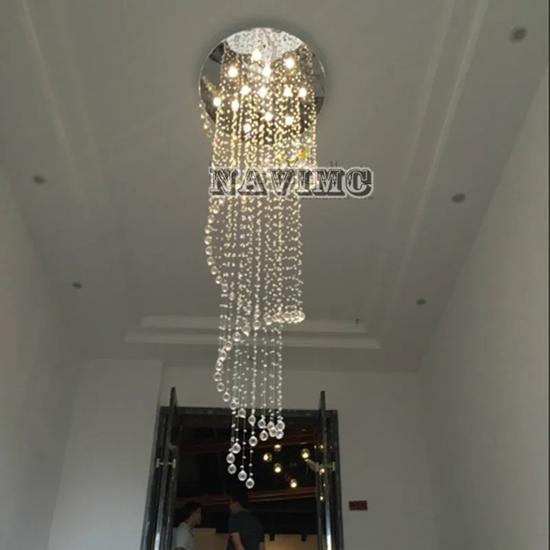 D80CM Современная led спиральная люстра, хрустальная люстра светильники длинные лестницы свет для лестница для гостиницы фойе гостиной