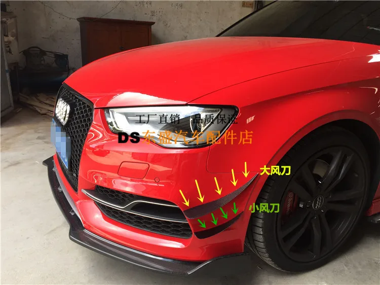 Подходит для Audi A3 S3 RS карбоновое волокно Передняя панель дефлектор Передняя губная дефлектор