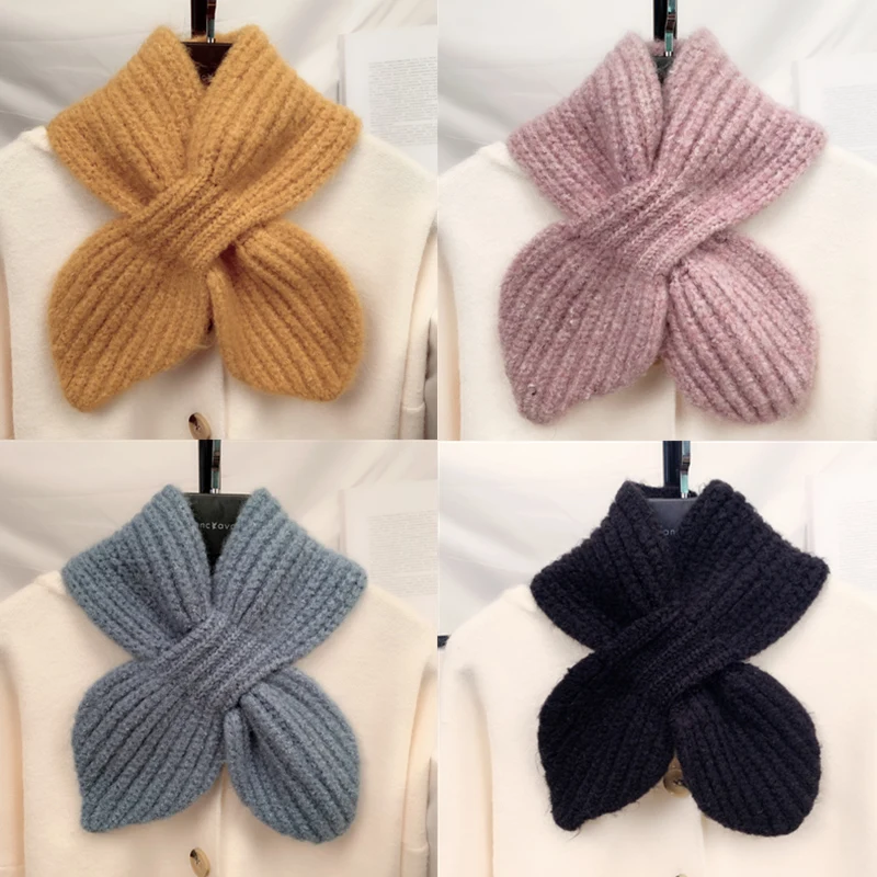 

Korean-Style Knit Little Scarf Female Autumn And Winter Cross Bow Fishtail-Style Decorative Wool Scarf