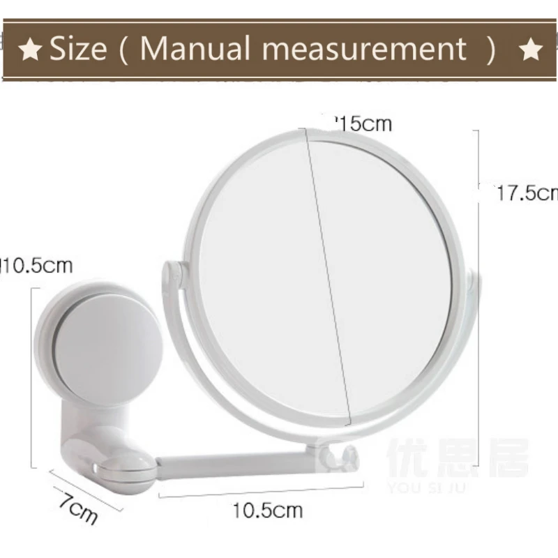 NarwalDate Современная дрель- Ванная комната зеркала косметическое зеркало для макияжа бритья зеркала стены всасывания в комплекте со складывающейся рукояткой и продлить круглый аксессуары для ванной комнаты