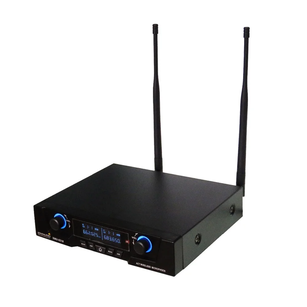 STARAUDIO 2 канала UHF Ручной беспроводной микрофон системы 2CH микрофон для вечерние караоке сцены церкви KTV шоу ночного клуба SMU-0210