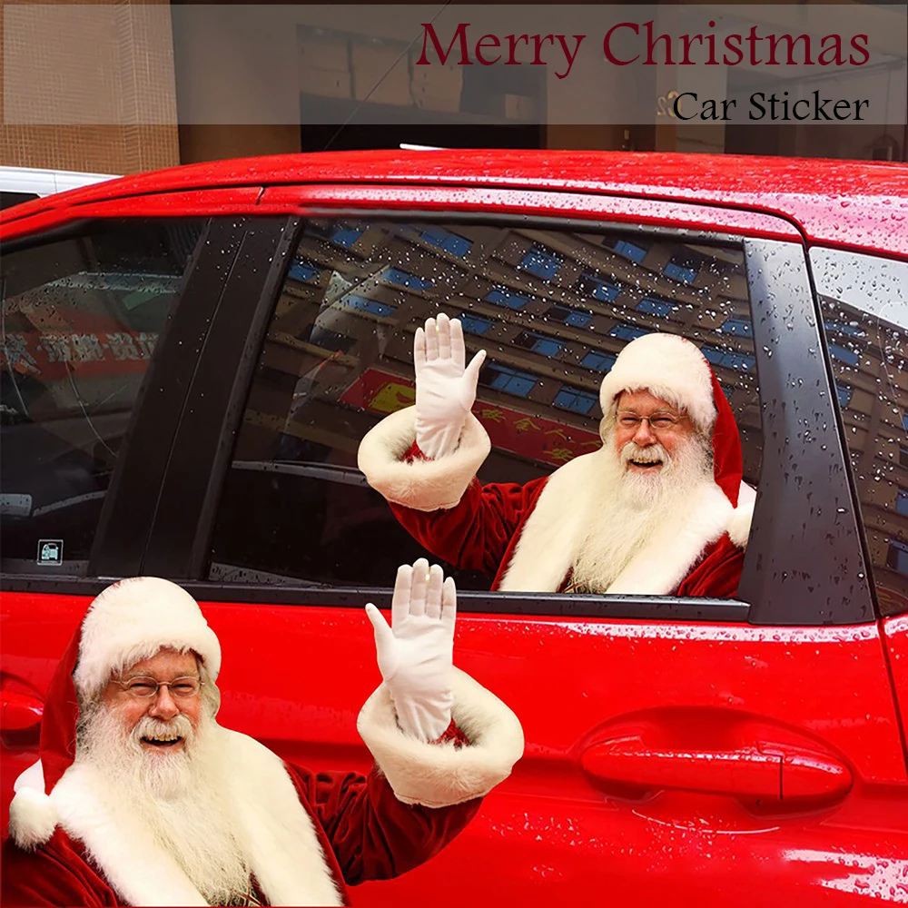

3D Santa Claus Car Rear Window Sticker Car Sticker Window Sticker Wall Sticker Christmas Decorations For Home Car Party Noel