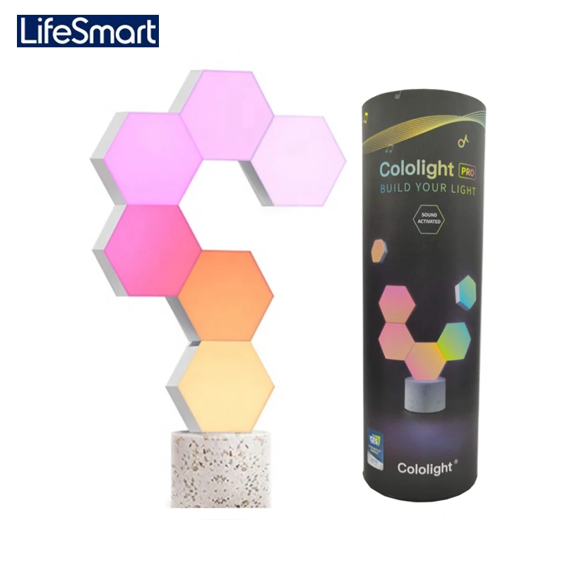 LifeSmart WiFi Smart LED Quantum Light Kit Splicing 6 Blocks &amp Stone Base 16 Million Color Work Cololight with Alexa Google Home |