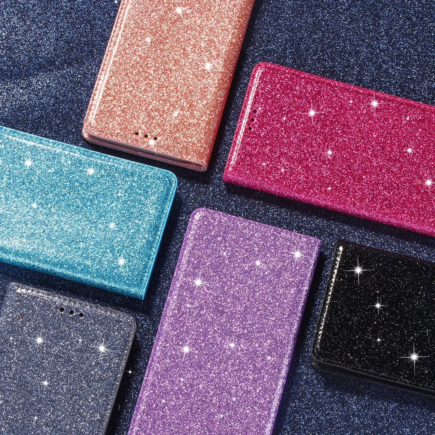 Custodia Glitter Bling per Huawei P20 P30 P40 Compagno 10 20 Pro Lite P Smart 2019 Y6 Y7 2019 Honor 8A Portafoglio di vibrazione Fonda Proteggi_voghion.com