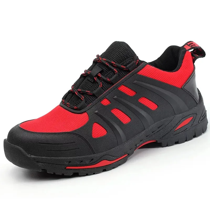 red Man Safety Shoes Work Shoes Man Work Boots Steel Toe Cap Shoes Anti-Puncture Proof Outdoor Construction Safety Sneakers for Man - Цвет: red