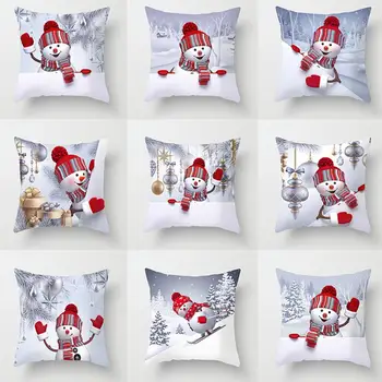 

QIFU 45cm Christmas Cushion Cover Sofa Cushion Pillow Cases Snowman Cushion Cover Xmas Decor Christmas Decorations For Home Noel