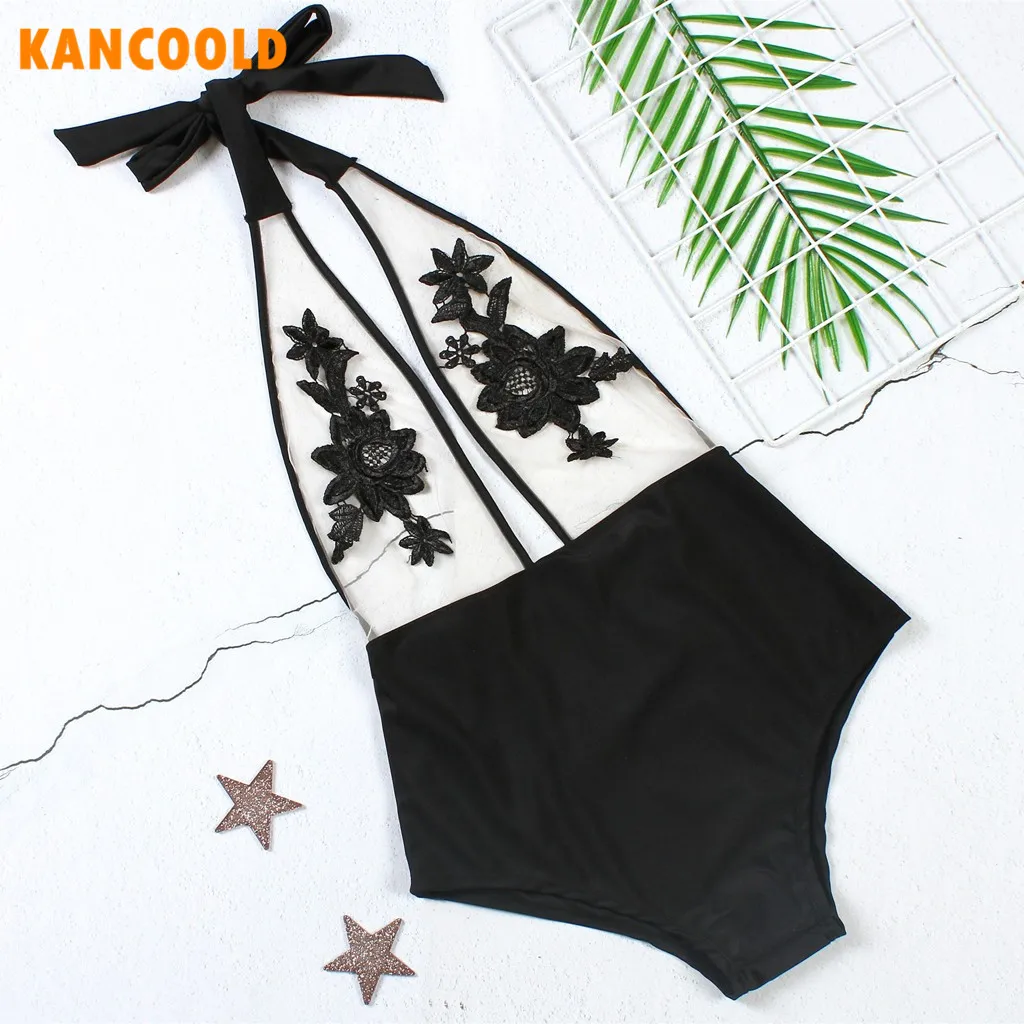 

KANCOOLD Women Bikini 2019 Embroidery Patchwork Mesh Swimwear Women One Piece Bikini Set Fashion Sexy Summer Swimsuit Girl 1206
