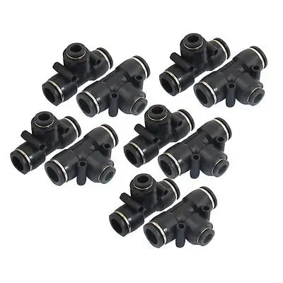 

10 Pcs Pneumatic 12mm to 8mm Push In Connector Tee Shaped Quick Fittings