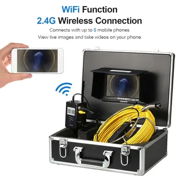 

Lixada 7 Inch Wireless WiFi 20/30/40M Pipe Inspection Camera Drain Sewer Pipeline Industrial Endoscope with Meter Marking