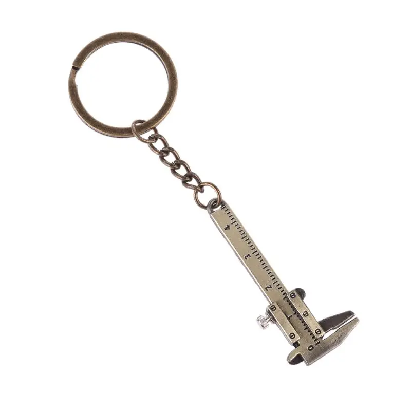 Vkospy Mini Vernier Caliper Key Chain Movable Vernier Caliper Ruler Model Zinc Alloy Key Ring Tool 