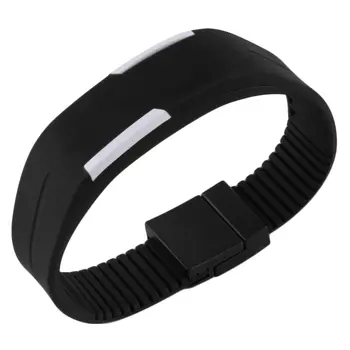 

Fashion Unisex Men Women Comfortable Silicone LED Watch Sports Bracelet Digital Cheap Wrist Watch Magnetic Buckle Black Red
