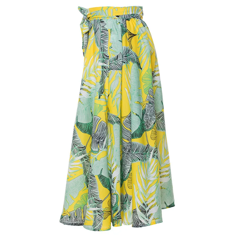 Bohemian Style Holiday Female Skirts Summer Chiffon Woman Skirts Printed Floral