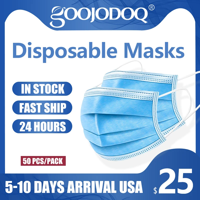 

Disposable Face Masks 3 Layers Antivirus Mask Dust Protection Masks Elastic Ear Loop Disposable Dust Filter Safety Mask