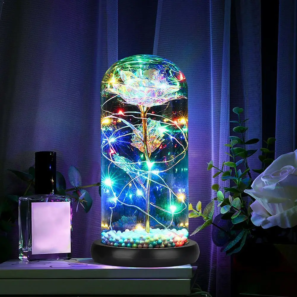 

Gold foil rose flower creative Christmas Valentine's Day ball flower with luminous base foam immortal gift simulation colo L9H4